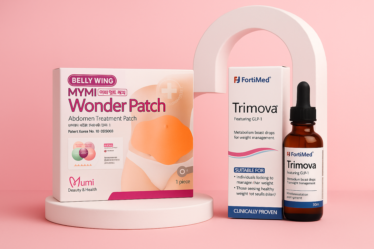 $100 DEAL BUNDLE {TRIMOVA WEIGHT LOSS DROPS (2 Bottles) BELLY SLIMMING PATCHES (10pcs)}