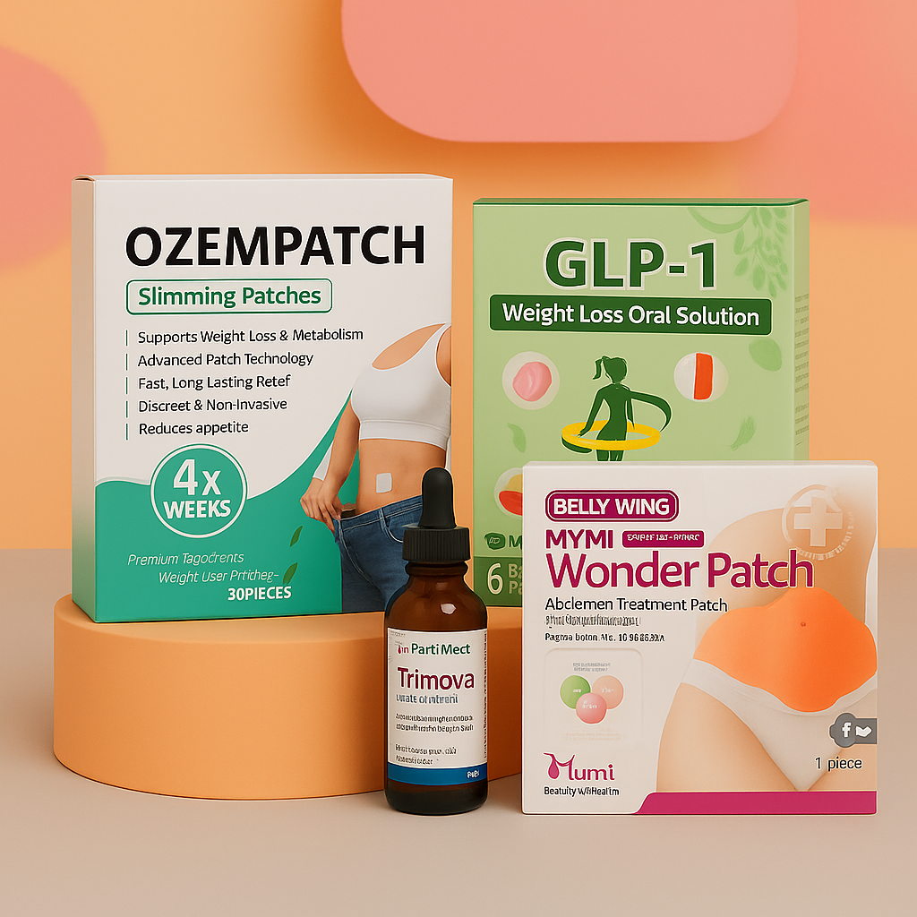 Trimova Drops + OzemPatch + Moringa Pure GLP-1 Shots + Belly Slimming Patches (4-in-1 Mega Pack)