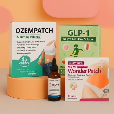 Trimova Drops + OzemPatch + Moringa Pure GLP-1 Shots + Belly Slimming Patches (4-in-1 Mega Pack)